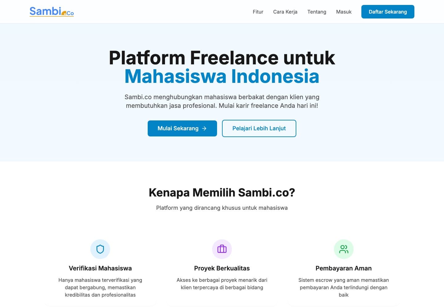 Sambi.co website homepage